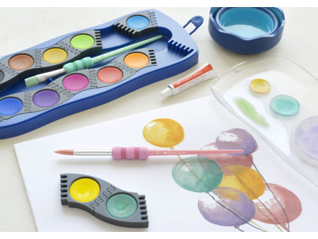 FABER-CASTELL Set de pinceaux à poils synthétiques pastel