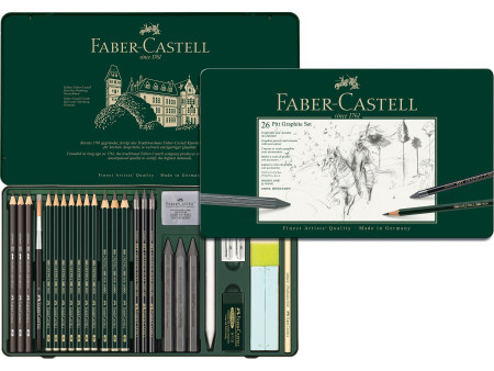 FABER-CASTELL Set crayons PITT GRAPHITE, étui de 26 pièces
