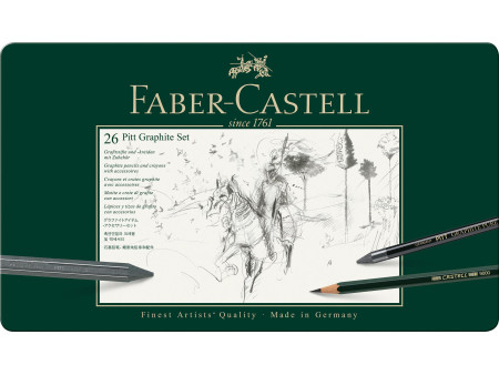 FABER-CASTELL Set crayons PITT GRAPHITE, étui de 26 pièces