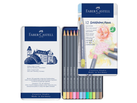 FABER-CASTELL Crayon GOLDFABER Aquarelle, boîte métal de 12