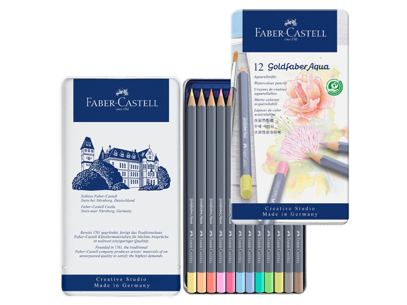 FABER-CASTELL Crayon GOLDFABER Aquarelle, boîte métal de 12