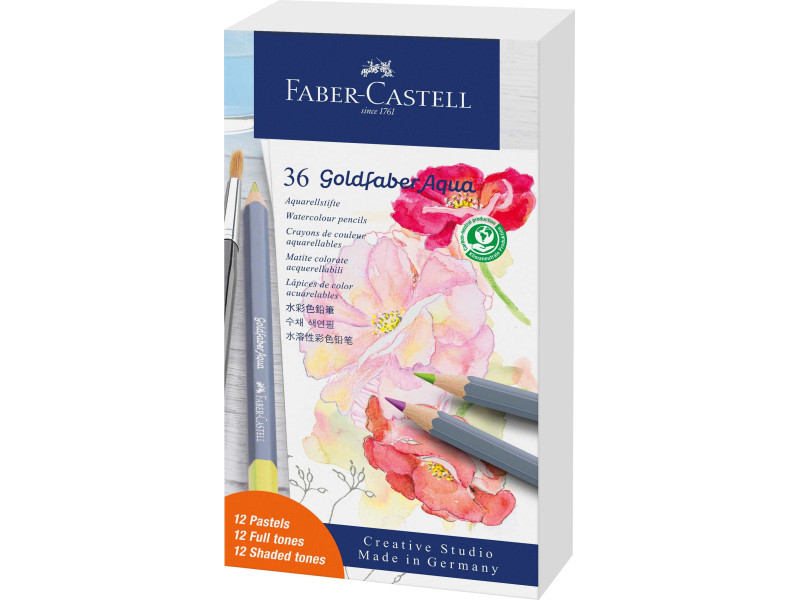FABER-CASTELL Crayon GOLDFABER Aquarelle, boîte métal de 36