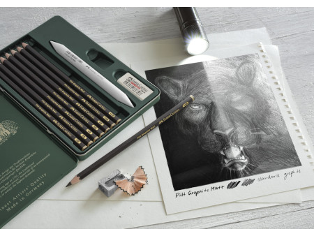 FABER-CASTELL Crayon graphite PITT GRAPHITE Matt, étui de 6