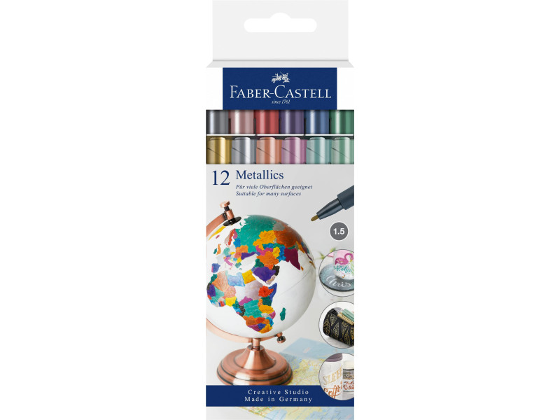 FABER-CASTELL Marqueur Metallics, étui carton de 12