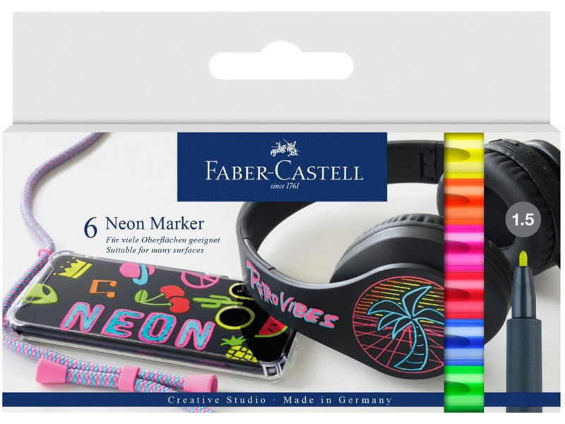 FABER-CASTELL Marqueur fluo Neon, étui carton de 6