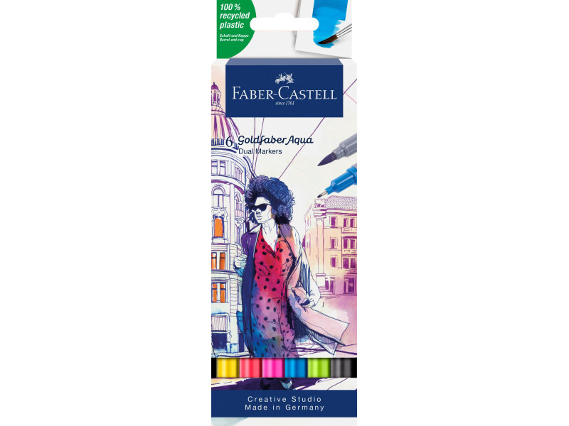 FABER-CASTELL Marqueur aquarelle GOLDFABER, étui de 6