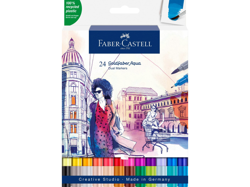 FABER-CASTELL Marqueur aquarelle GOLDFABER, étui de 24