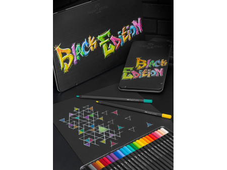 FABER-CASTELL Crayon de couleur Black Edition, étui de 12