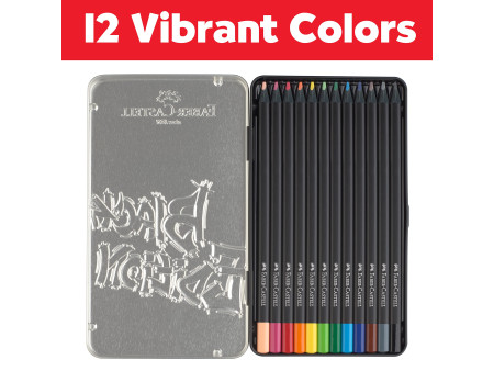FABER-CASTELL Crayon de couleur Black Edition, étui de 12