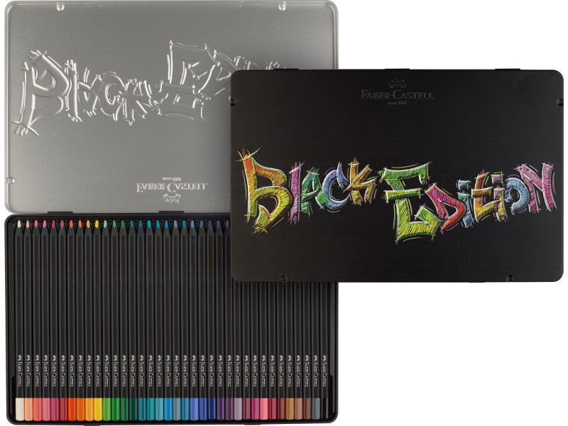 FABER-CASTELL Crayon de couleur Black Edition, étui de 36