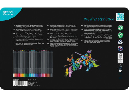 FABER-CASTELL Crayon de couleur Black Edition, étui de 36
