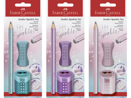 FABER-CASTELL Kit d'écriture Jumbo GRIP SPARKLE, assorti