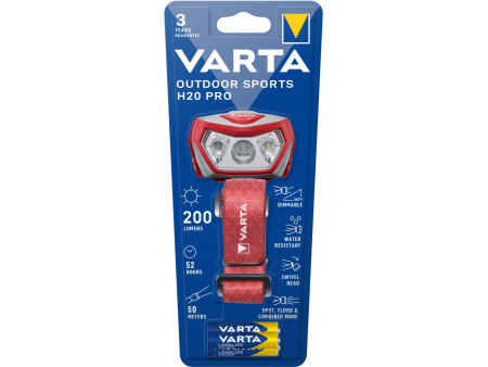 VARTA Lampe frontale LED 'Outdoor Sports H20 Pro',rouge/gris