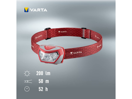 VARTA Lampe frontale LED 'Outdoor Sports H20 Pro',rouge/gris
