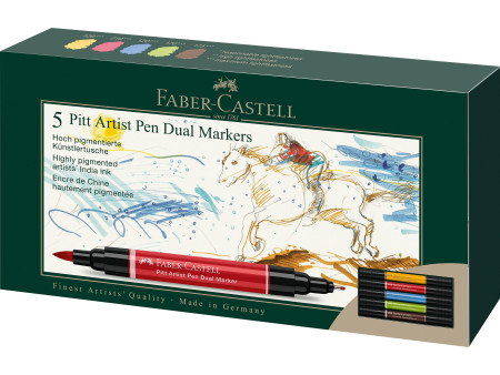 FABER-CASTELL Feutre PITT artist pen Dual Marker, étui de 5