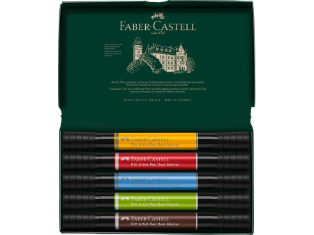 FABER-CASTELL Feutre PITT artist pen Dual Marker, étui de 5