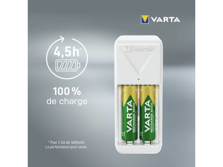 VARTA Chargeur Mini Charger, équipé de AAA, blanc