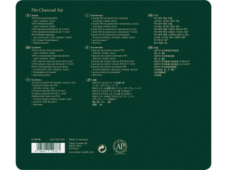 FABER-CASTELL Set de fusains PITT CHARCOAL, boîte de 24