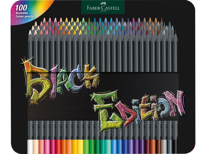 FABER-CASTELL Crayon de couleur Black Edition, étui de 100