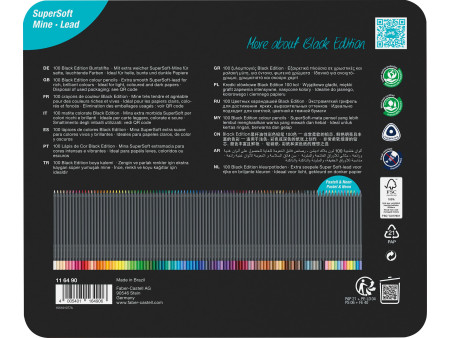 FABER-CASTELL Crayon de couleur Black Edition, étui de 100
