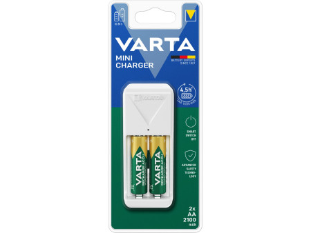 VARTA Chargeur Mini Charger, équipé de AA, blanc