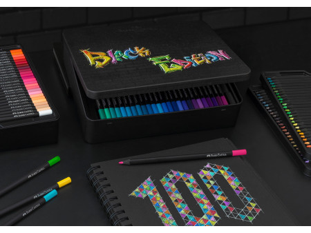 FABER-CASTELL Crayon de couleur Black Edition, étui de 100