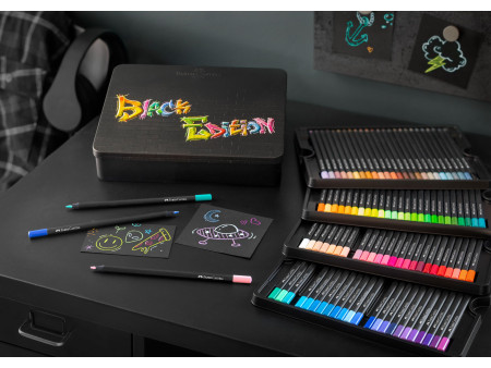 FABER-CASTELL Crayon de couleur Black Edition, étui de 100