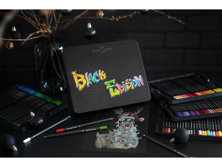 FABER-CASTELL Crayon de couleur Black Edition, étui de 100