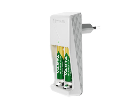 VARTA Chargeur Mini Charger, équipé de AA, blanc