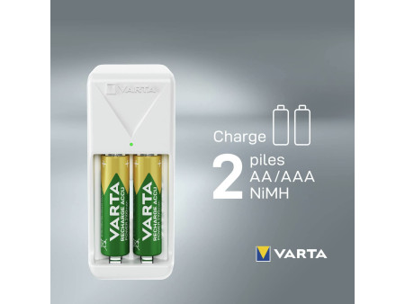 VARTA Chargeur Mini Charger, équipé de AA, blanc