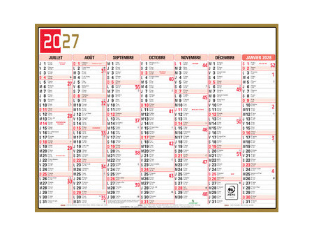 EXACOMPTA Calendrier tricolore neutre, 295 x 220 mm, 2027