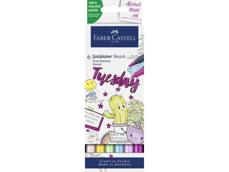 FABER-CASTELL Marqueur Sketch GOLDFABER, étui de 6 Kawaii