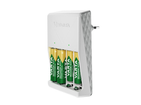 VARTA Chargeur Plug Charger, équipé de AA, blanc