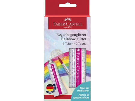 FABER-CASTELL Gel à paillettes Arc-en-ciel, 2 tubes 12 ml