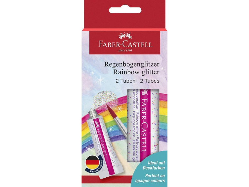 FABER-CASTELL Gel à paillettes Arc-en-ciel, 2 tubes 12 ml