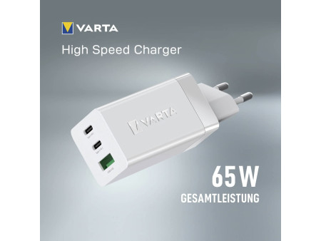 VARTA Adaptateur USB High Speed Charger, 65 W, blanc