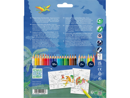 FABER-CASTELL Crayon de couleur Colour GRIP Dino, 18+6