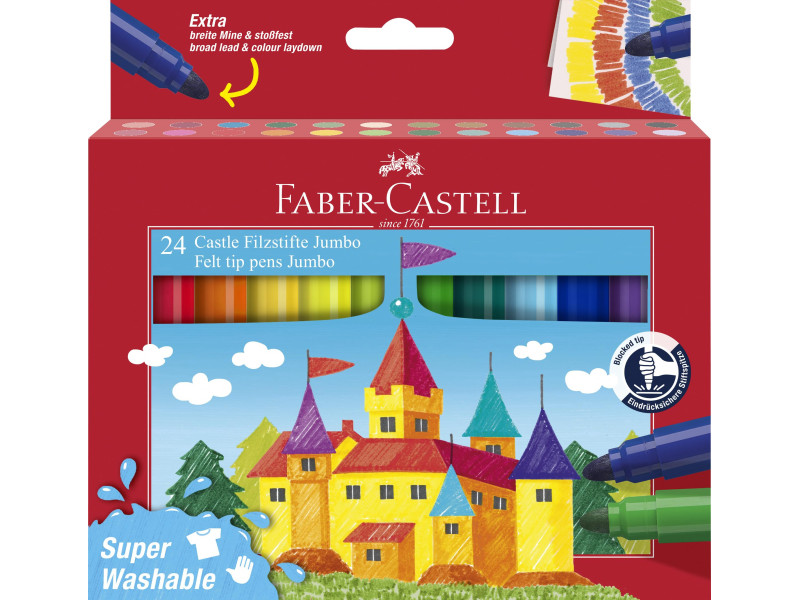 FABER-CASTELL Feutre JUMBO Superwashable, étui de 24