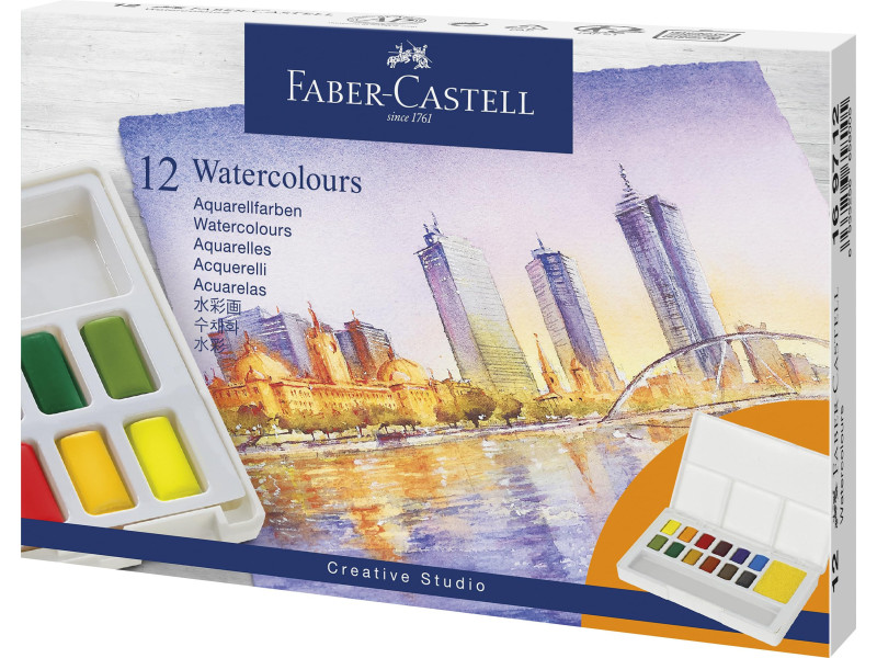 FABER-CASTELL Peinture aquarelle en godets, étui de 12