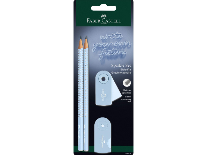 FABER-CASTELL Kit d'écriture GRIP SPARKLE, bleu ciel