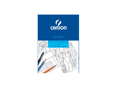 CANSON Bloc calque transparent, 25 feuilles, 90/95 g/m2, A4