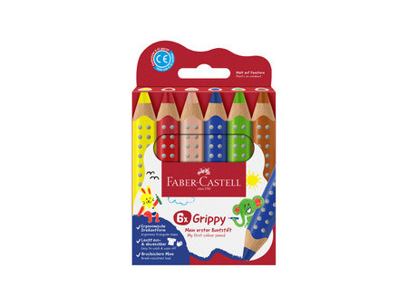 FABER-CASTELL Crayon de couleur Grippy, étui carton de 10