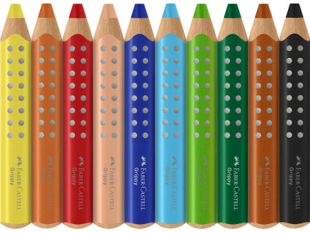 FABER-CASTELL Crayon de couleur Grippy, étui carton de 10