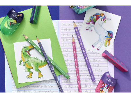 FABER-CASTELL Kit d'écriture Dino, 3 pièces, bleu