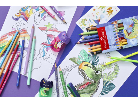 FABER-CASTELL Kit d'écriture Dino, 3 pièces, bleu