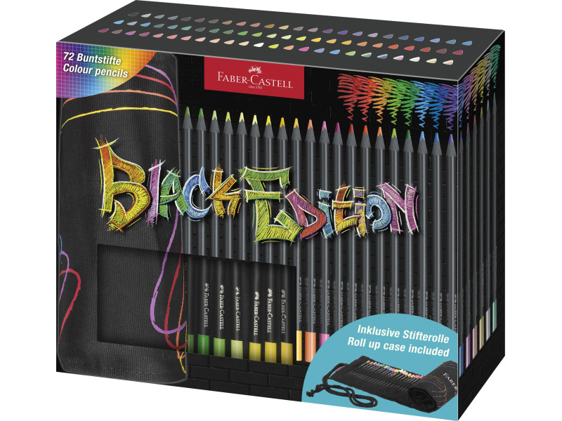 FABER-CASTELL Crayon de couleur Black Edition, étui-rouleau