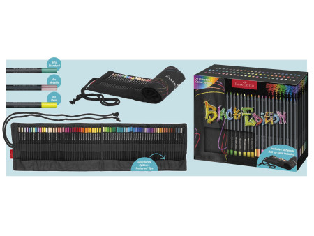 FABER-CASTELL Crayon de couleur Black Edition, étui-rouleau