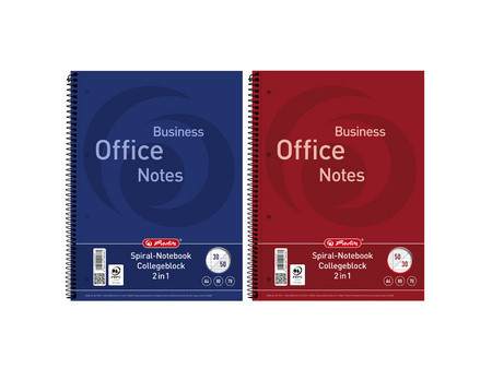 herlitz Cahier à spirale 'Duo', format A4, quadrillé/ligné
