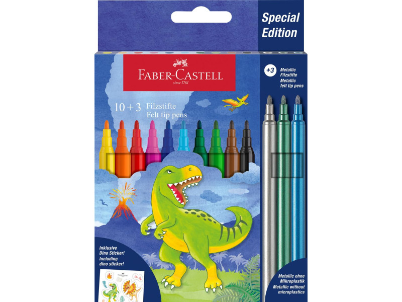 FABER-CASTELL Feutre Dino, étui en carton 10+3