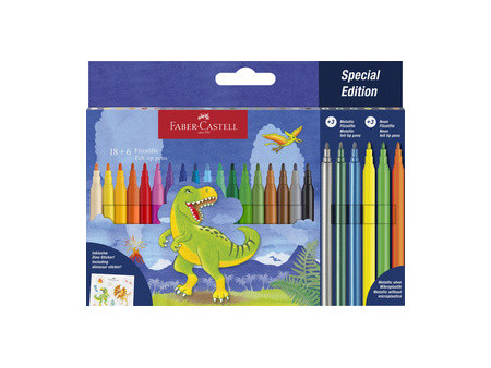 FABER-CASTELL Feutre Dino, étui en carton 18+6